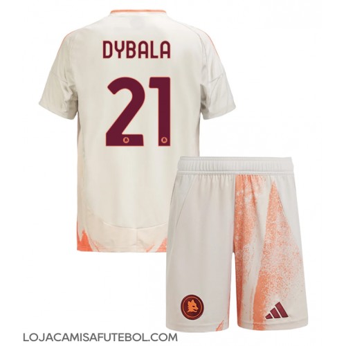 Camisa de Futebol AS Roma Paulo Dybala #21 Equipamento Secundário Infantil 2024-25 Manga Curta (+ Calças curtas)